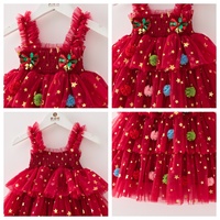 Nouvelle robe en tulle pour filles, décontractée, d'été, de Noël, mignonne, sans bretelles, à volants, avec nœud décoratif, robe tutu pour filles