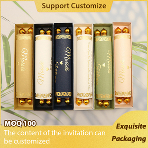 Nicro Tùy Chỉnh Sáng Tạo Sang Trọng Hộp Tua Độc Đáo Cán <span class=keywords><strong>Engagement</strong></span> Book Vàng Nội Dung Giấy Cuộn Thiệp Mời Đám Cưới Thẻ - Product Image 2