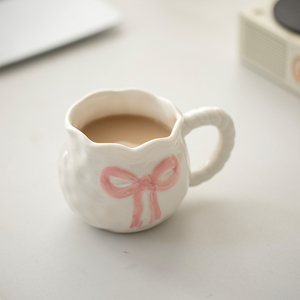 Custom Ceramic pink Bow Cup Porcelain pink Bowknot <strong>Coffee</strong> <strong>Mug</strong> with 400ML Capacity for Sale - Product Image 2
