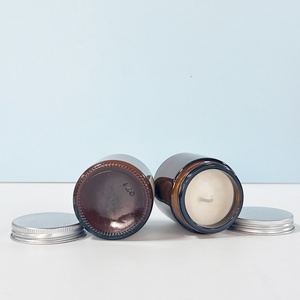 High Quality 2oz 4oz 8oz 16oz <b>Empty</b> Green Amber Glass Candle <b>Jars</b> With Lids for Scent Candles - Product Image 4