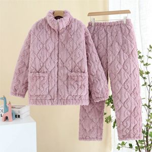 Set <span class=keywords><strong>premaman</strong></span> invernale in pile spesso, caldo, con giacca in cotone jacquard con zip, abbigliamento da casa adatto anche per l'uso all'aperto - Product Image 4