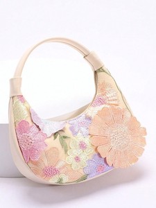 Sac Hobo Femme Brodé Floral Style Bohème Printemps Usage Quotidien Ouvert en PU avec Poignée en Tissu et Doublure en Polyester Lettres - Product Image 3
