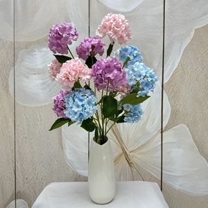 Bouquet d'hortensias artificiels en soie, 4 têtes, fleurs artificielles réalistes multicolores pour la décoration de mariage et de la maison - Product Image 4