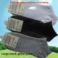 Chaussettes bateau décontractées unisexes en polyester et coton, motif uni, tricotées, absorbant la transpiration et anti-frottement, emballées individuellement