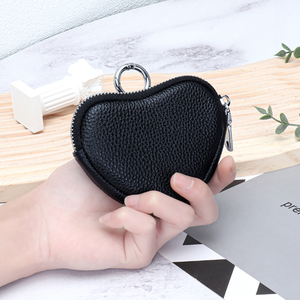 Genuine Leather Coin <b>Purse</b> for Women New Heart Design Coin and Lipstick Earphone Storage Bags With Key Ring - Product Image 3