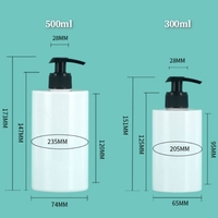 Botol sampo plastik PET silinder putih 300ml, pompa Lotion 500ml botol kosong pembersih tangan bening buram