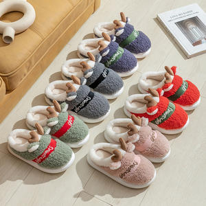 Thick Sole <b>Christmas</b> Deer <b>Slippers</b> <b>Women</b> Men Indoor Warm <b>Slipper</b> Soft Plush Home Floor Lovers Winter Floor Shoes - Product Image 4