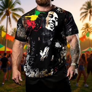 Maglietta Jamaica Rasta Color Splash con stampa all-over, unisex, streetwear, regalo per festival - Product Image 3