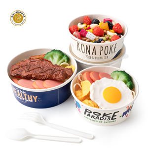 OOLIMAPACK usa e getta stampa Logo carta insalata Poke ciotola con coperchio per zuppa calda cibo freddo - Product Image 1