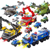 Blocs de construction en ABS pour l'ingénierie lourde, pour scène de ville de jouets, 6 en 1, mini-chargeur classique, camion, bétonnière, modèle de construction DIY