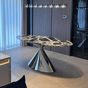 इतालवी लक्जरी काले प्राकृतिक संगमरमर आधुनिक डिजाइन शैली बड़ी 240 सेमी लंबी फ्लैट आवास के लिए सुलभ भोजन तालिका - Product Image 3