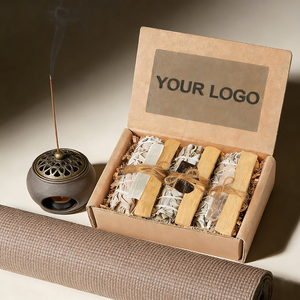 Ensemble cadeau de bâtonnets de sauge blanche CELION avec logo personnalisé, Palo Santo + kit de cristaux avec guide de purification énergétique - Product Image 3
