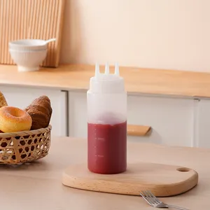 Großhandel Kunststoff Soßen-Spender Salat Gewürzflaschen benutzerdefinierte Farbe Quetschen Soßenflasche