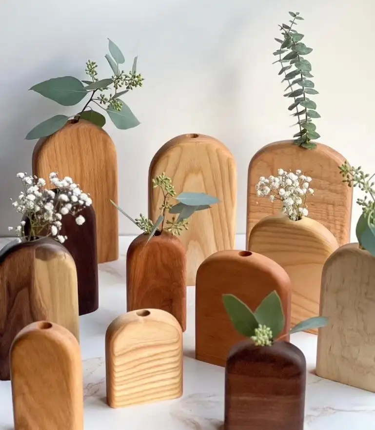 Новый стиль органический стиль деревянная ваза для цветов для украшения дома