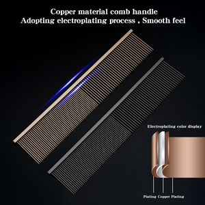 Peigne à piano doré pour toilettage des animaux de compagnie, 22,5 cm, spécial compétition, Teddy, Poodle, peigne à poils de <span class=keywords><strong>chien</strong></span>, peigne à ligne droite, manche en cuivre - Product Image 2