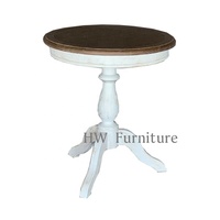 Table d'appoint/table basse ronde en bois massif Heywood, design antique français, pour salon, maison et mariages