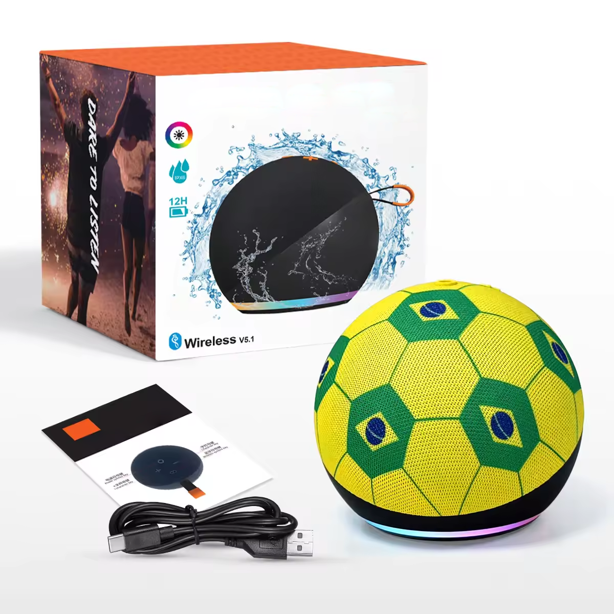 ballon de football jaune et vert