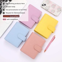 24-Color A7 Pebble Leather Deluxe Gold Ring Money Organizer Wallet Loose-leaf Binding Budget Office Supplies Fly Leaf Accessory
