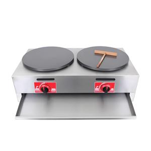 Crêpière professionnelle à gaz double plaque en acier inoxydable avec revêtement antiadhésif et surface de cuisson réglable - Product Image 5
