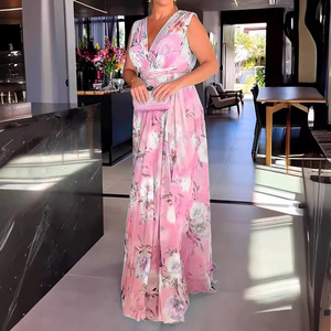Vestido de Noche Estampado con Hombros Descubiertos, Cintura Imperio, Espalda Descubierta, Transpirable, Largo, para Mujer, Verano - Product Image 4