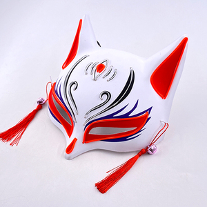 หน้ากากเรืองแสงฮาโลวีนหน้ากากลายสุนัขจิ้งจอกอะนิเมะญี่ปุ่นมีไฟหน้ากากธีมเกมเรืองแสงสำหรับผู้ชายผู้หญิงอุปกรณ์ประกอบคอสเพลย์ - Product Image 3