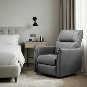 Sillón Reclinable Eléctrico de Cuero Ajustable y Cómodo, Moderno, en Oferta, con Función de Balanceo y Giratorio, Marco de Madera, USB - Product Image 3