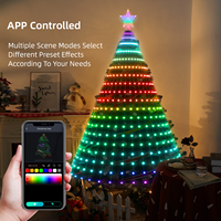 Guirlandes lumineuses LED intelligentes RGB pour sapin de Noël, effet cascade, avec télécommande via application, lumières féériques à changement de couleur pour fêtes de famille et vacances