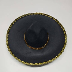 Sombrero de fiesta mexicano de fieltro negro con estampado de calavera y ribete plateado, ajustable, para Cinco de Mayo, Halloween, Carnaval, Mariachi - Product Image 3