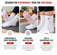 Chaussettes de yoga à volants brodés pour femmes, antidérapantes, respirantes, pour l'entraînement au Pilates