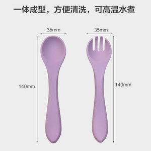 Juego de cucharas de silicona para alimentación de bebés de 0 a 12 meses, utensilios de entrenamiento sin BPA, diseño de cuerpo recto - Product Image 3