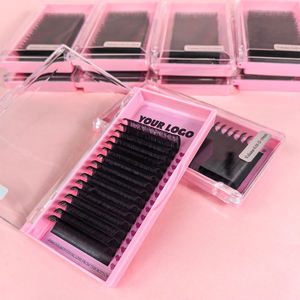 Extensiones de Pestañas Coreanas Hechas <span class=keywords><strong>a</strong></span> Mano, PBT, Curvatura J/B/<span class=keywords><strong>C</strong></span>/<span class=keywords><strong>D</strong></span>, 7~15/15-20/20-25mm, Naturales, Largas, Suaves, Libres de Crueldad, Veganas - Product Image 1