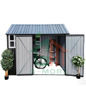 Casetta <span class=keywords><strong>da</strong></span> <span class=keywords><strong>giardino</strong></span> in metallo stile Cottage con tetto all'apice laterale e finestra trasparente - Product Image 1