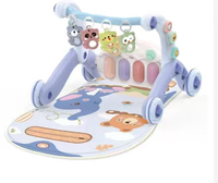 Baby-Puzzle-Aktivitätsmatte mit Musik und Klavier, Fitness-Rack, Lauflernhilfe und Kinderwagen-Spielzeug für Kleinkinder