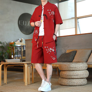 Áo Cardigan Hai Mảnh Hanfu tay ngắn thường ngày cho nam Bộ đồ tang họa tiết rắn thoáng khí mùa hè in họa tiết dân tộc Trung Quốc - Product Image 4