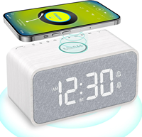 Jam Alarm kayu, Speaker Radio nirkabel stasiun pengisian daya jam meja Digital untuk kamar tidur meja samping tempat tidur