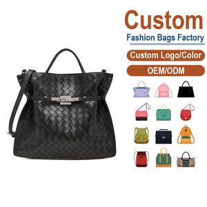 Black Woven Genuine <b>Leather</b> Crossbody Bag- Diamond Weave Pattern, Dual Handles + Detachable Strap, Office to Evening Essential - Product Image 2