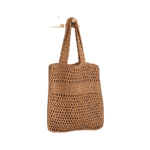 2023 été plage raphia paille <span class=keywords><strong>osier</strong></span> sac fourre-tout grande capacité broderie tricot maille femmes épaule - Product Image 1