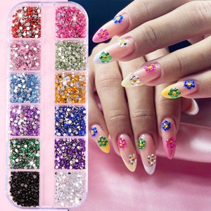 Breloques 3D florales pour ongles pour femmes et filles, 12 couleurs, taille 3 mm, strass, perles caviar, cristaux en plastique, design DIY, coffret cadeau de Pâques - Product Image 3