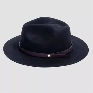 Sombrero Fedora de Lana Negra, Ala Ancha, Ajustable, Unisex, Casual, para Viajes y Actividades al Aire Libre - Product Image 1