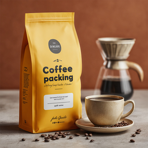 Sac d'emballage de café doré noir de qualité alimentaire imprimé de logo personnalisé avec fermeture à glissière Valve petit grain de café 12oz 500g sac <span class=keywords><strong>Doypack</strong></span> - Product Image 3