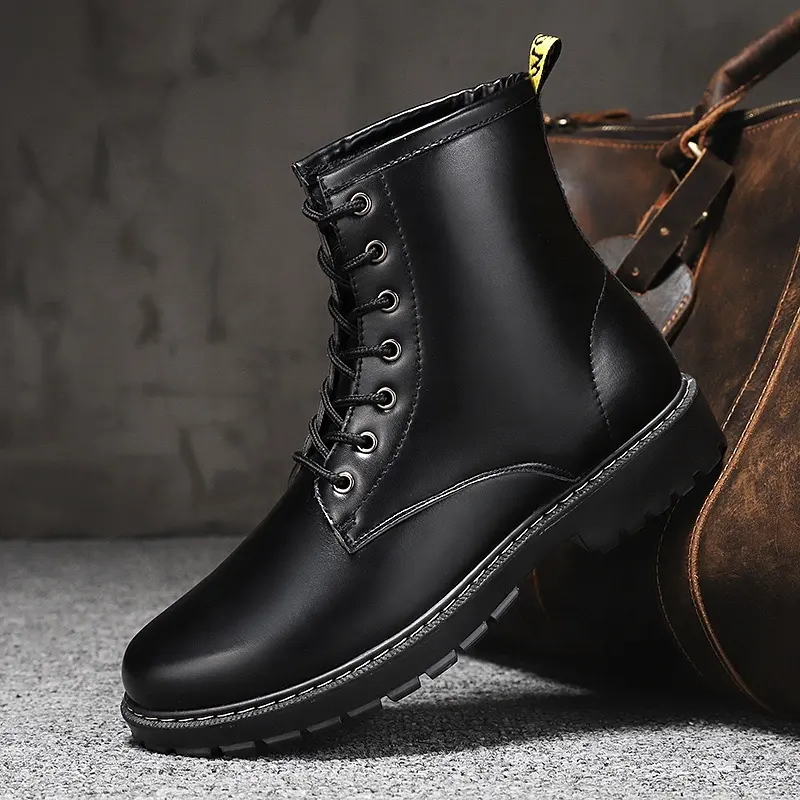 Men's boots spring and autumn seven-hole ankle high-top motorcycle shoes men's soft leather boots Doc Martin boots