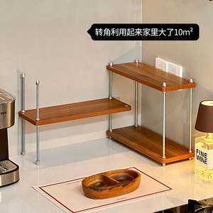 Wooden Corner Storage <b>Rack</b> 3 Tier Rotatable <b>Kitchen</b> Organizer For Coffee Mug Glassware Solid Wood MDF - Product Image 3