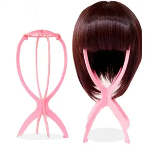 New type cheap price hot sell colorful portable folding plastic wig and hat display stand handmade storage holder rack