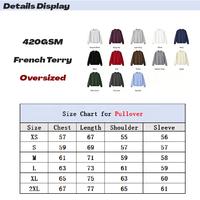 Sweatshirt Crewneck French Terry 420GSM Oversized Pullover Logo Kustom Streetwear Berat Unisex Pakaian Kasual OEM ODM