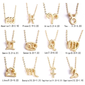 Vente en gros de bijoux en alliage de zinc pour femmes Collier avec pendentif plaqué or en forme de zodiaque pour enfants Cadeaux pour femmes et hommes - Product Image 2