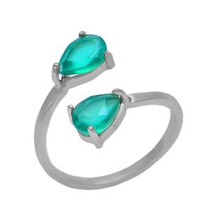 Forma de pera Apatita Piedra preciosa Plata de Ley 925 Chapado en oro Ajuste de Punta Anillo de moda Joyería al por mayor CASA DE PLATA - Product Image 2