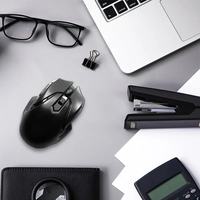Mouse optik nirkabel 2.4G, tetikus optik nirkabel 1600 DPI untuk bermain game tanpa kabel penerima USB LED untuk komputer portabel Laptop PC Desktop