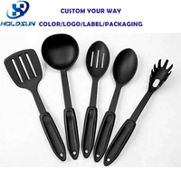Aksesoris Dapur Terlaris Ringan Aman untuk Makanan 5PCS Set Peralatan Dapur Nylon Hitam