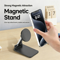 Support de téléphone de bureau en métal magnétique, pliable, portable, pour photos, diffusion en direct, support universel pour téléphone et tablette