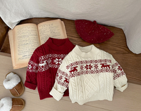 Pull de Noël rouge et blanc pour enfants, garçons et filles, best-seller, prêt à être expédié, doux et chaud pour l'hiver